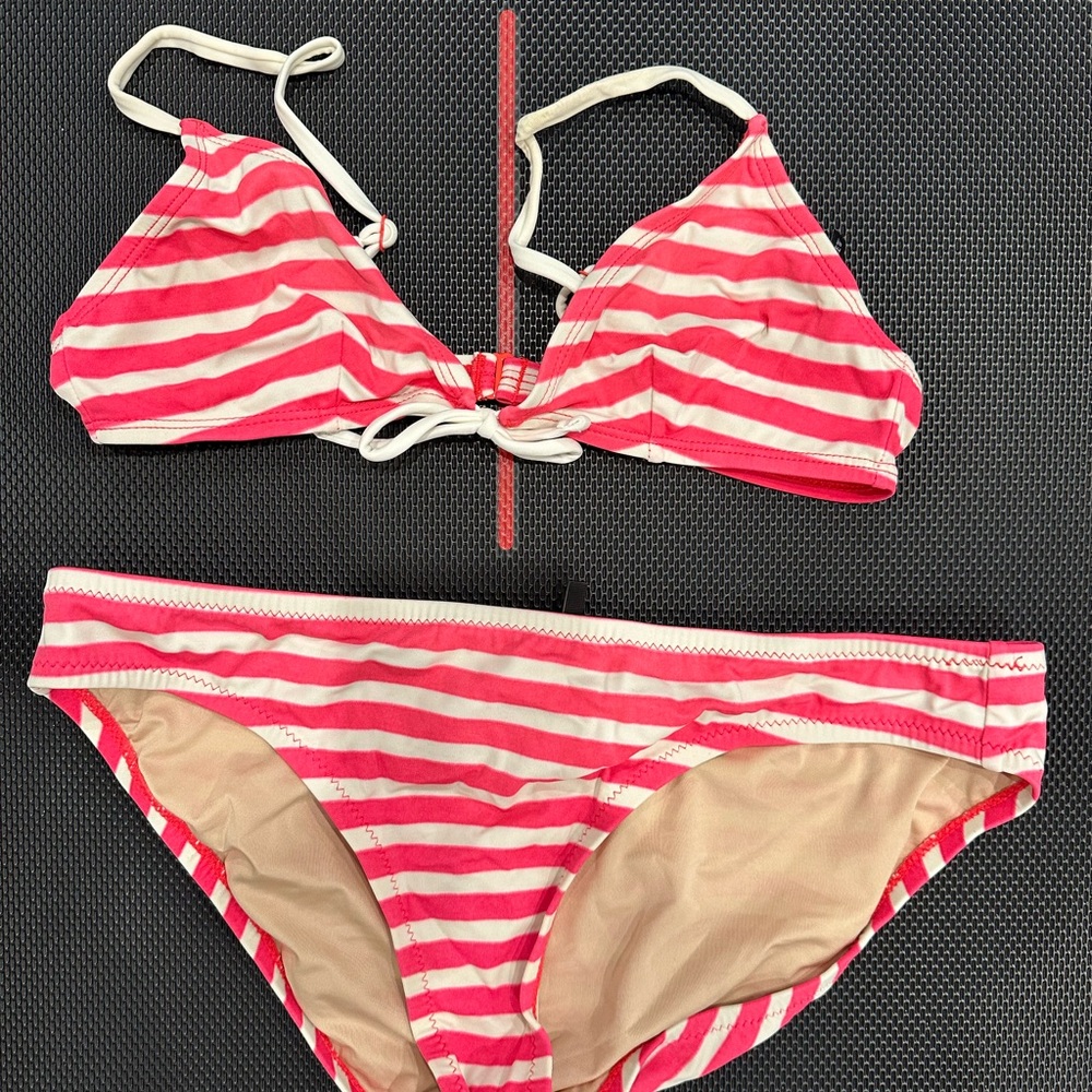 J. Crew Pink and White Striped Bikini